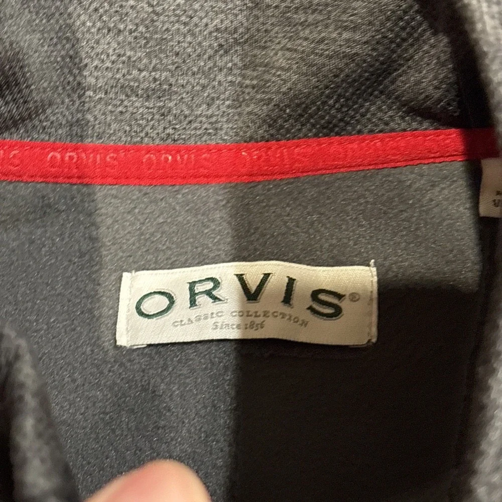 Orvis Jacket Mens Medium Gray Full Zip Mock Neck Pockets Outdoor Hiking